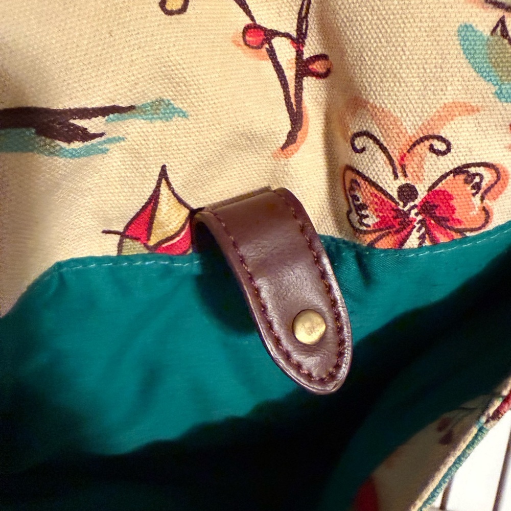 Lucky Brand Large Canvas Floral Bird Butterfly Hobo Bag - Picture 12 of 12